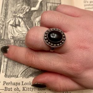 Vintage sterling silver onyx ring size 7